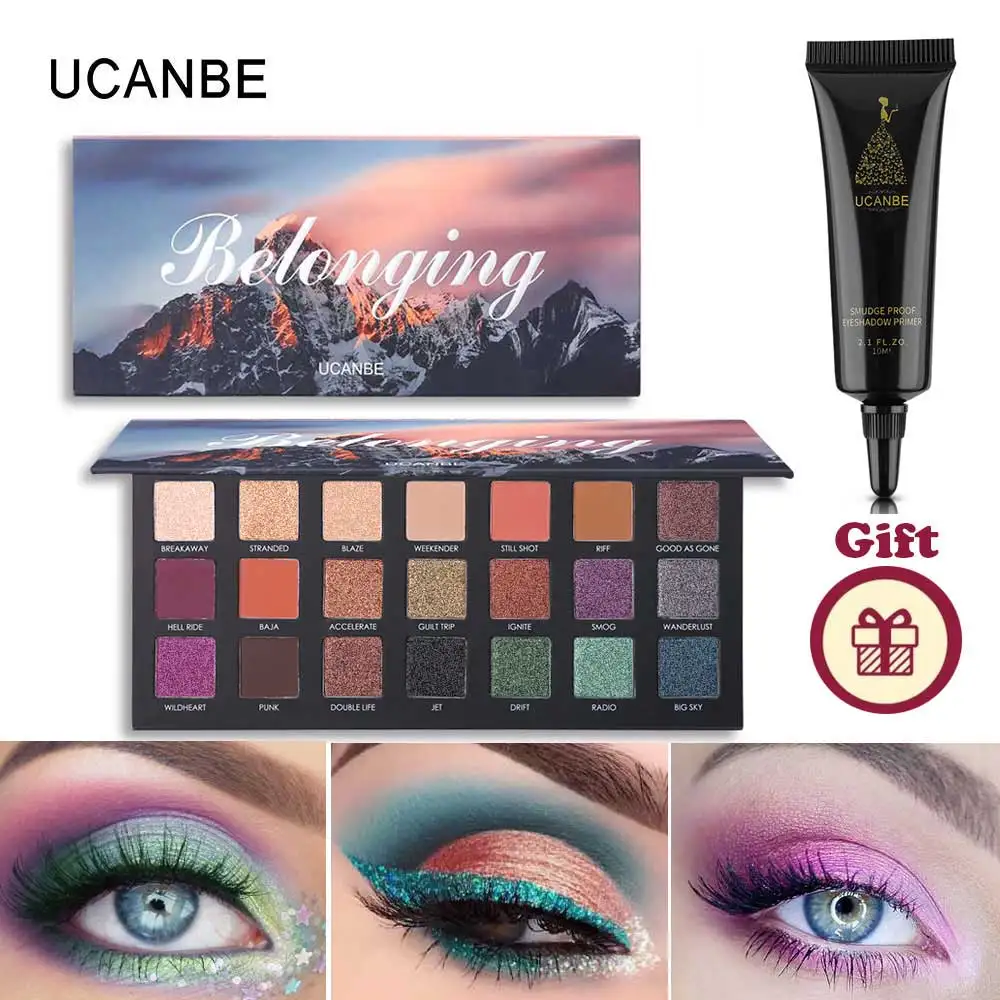 

UCANBE Make Up 21 Color Shimmer Matte Eyeshadow Palette Metallic Pigmented Silky Smoky Eye Shadow Powder + 1pcs Eye Primer Gift