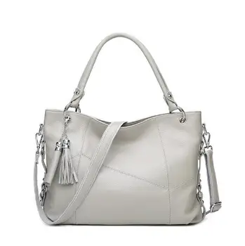 

Retro Genuine Leather Women Handbag Vintage Patchwork Tassel Shoulder Bag Real Cow Leather Messenger Crossbody Bag for Ladies