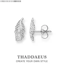 Серьги-гвоздики в виде перьев, гламурные украшения в стиле Thomas Модные Качественные украшения для Для женщин, Ts подарок в 925 пробы серебро, Супер предложения