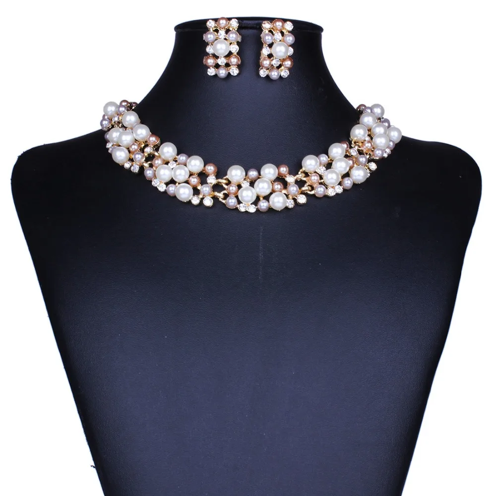 High Quality Jewelry Set 2016 Fashion Women imitation pearl Statement