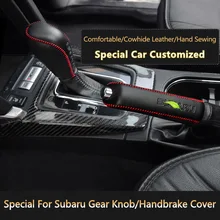 Автомобильная стирка Ручная шитье Подлинная кожаная ручка для ручного тормоза Чехол для ручного редуктора для Subaru Forester XV Legacy Outback