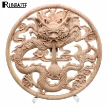 RUNBAZEF Wooden Home Decoration Accessories Wood Carved Corner Onlay Applique Craft Furniture Door Wall Sticker Decor