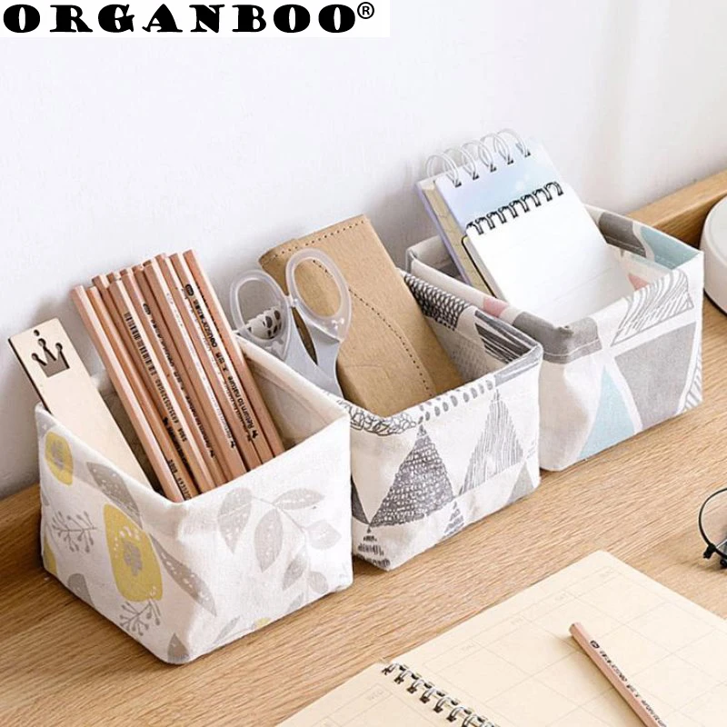 

1PCS Bathroom storage box fabric stationery storage box remote control storage basket desktop cosmetic finishing box