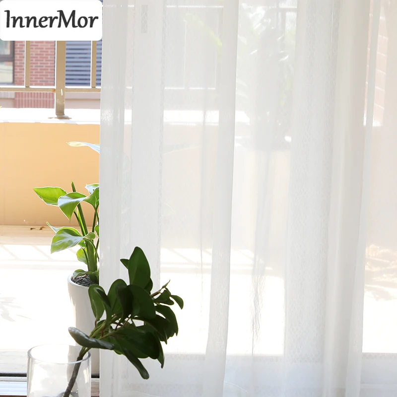 

Innermor solid Curtains For Living room Jacquard soft curtians for kitchen elegant Voile tulle for bedroom Window Customized