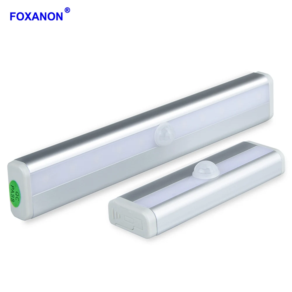 Foxanon LED аварийного освещения свет движения PIR Сенсор лампы 6/10 светодио дный s ночные огни для Шкаф Кухня освещения
