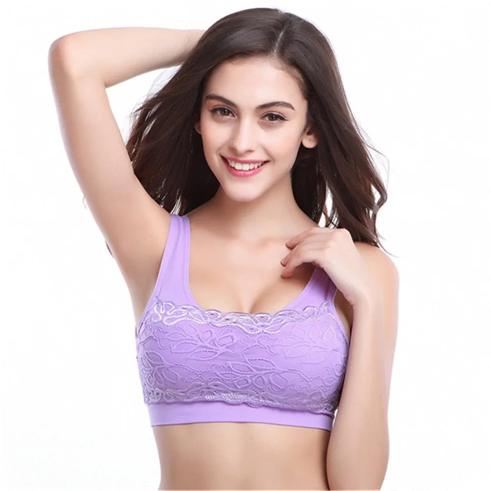 Sexy Vest Lace Women Padded Tank Tops Bra Good Quality Women Female Padded Tank Top Fitness Workout Bra Woman Lace Crop Top (1)