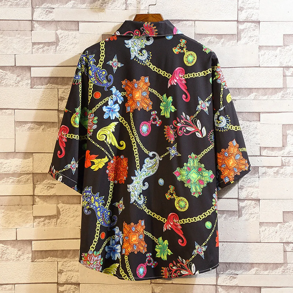 

Tropical Hawaiian Shirt Men Printing Short Sleeve Men Summer Casual Hawaiian Style Printing Loose Short Sleeve Shirt Tops Blouse