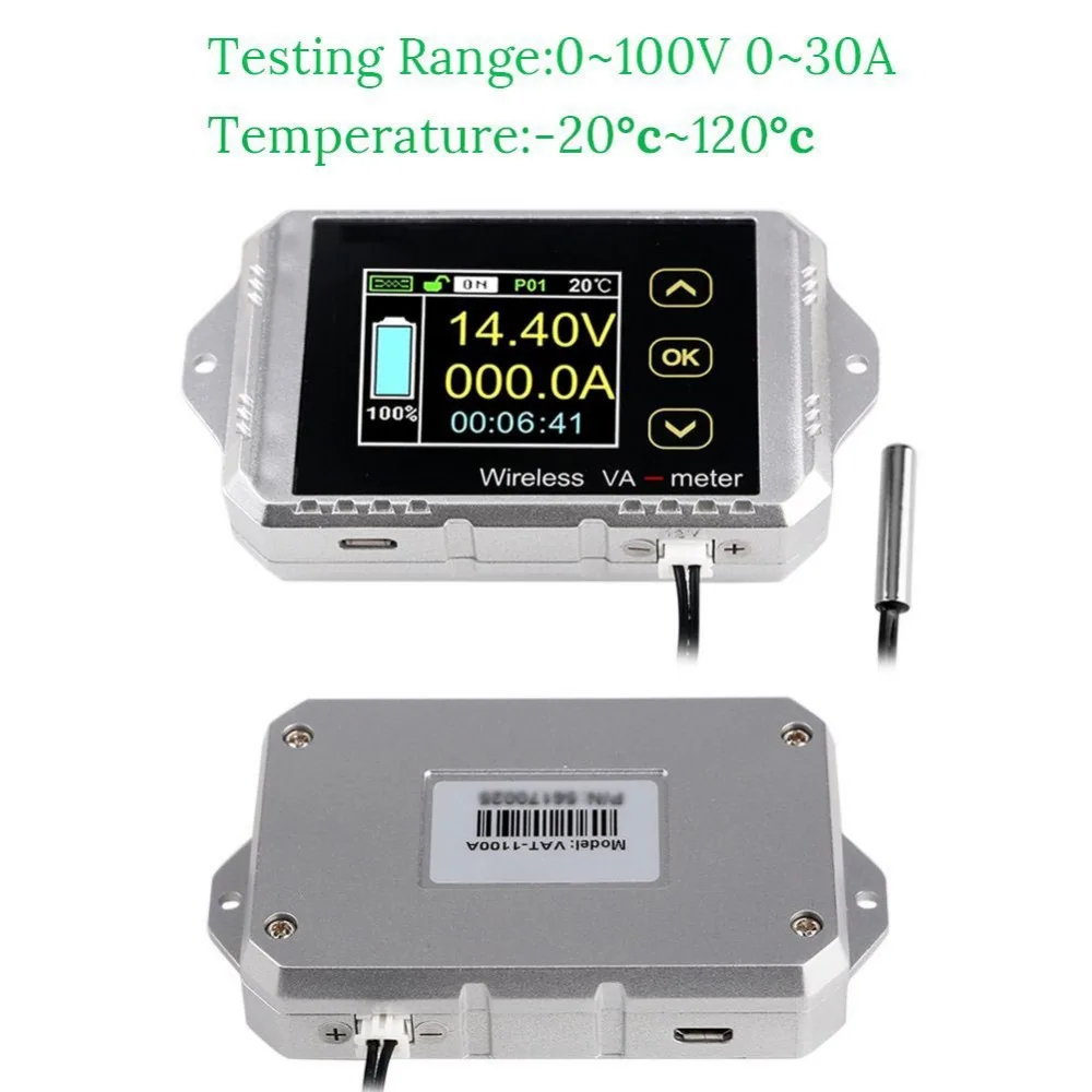 Senza fili Bi-direzionale Tensione di Alimentazione di Corrente Meter Amperometro Voltmetro Capacità di Coulomb del Contatore DC 0.01-100 v 0.01- 100A #274834