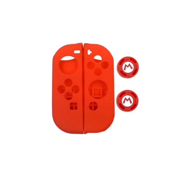 Мягкий силиконовый защитный чехол для телефона и 2 джойстика, колпачки для джойстика, крышка для переключателя серии NS Joy-Con - Цвет: Red