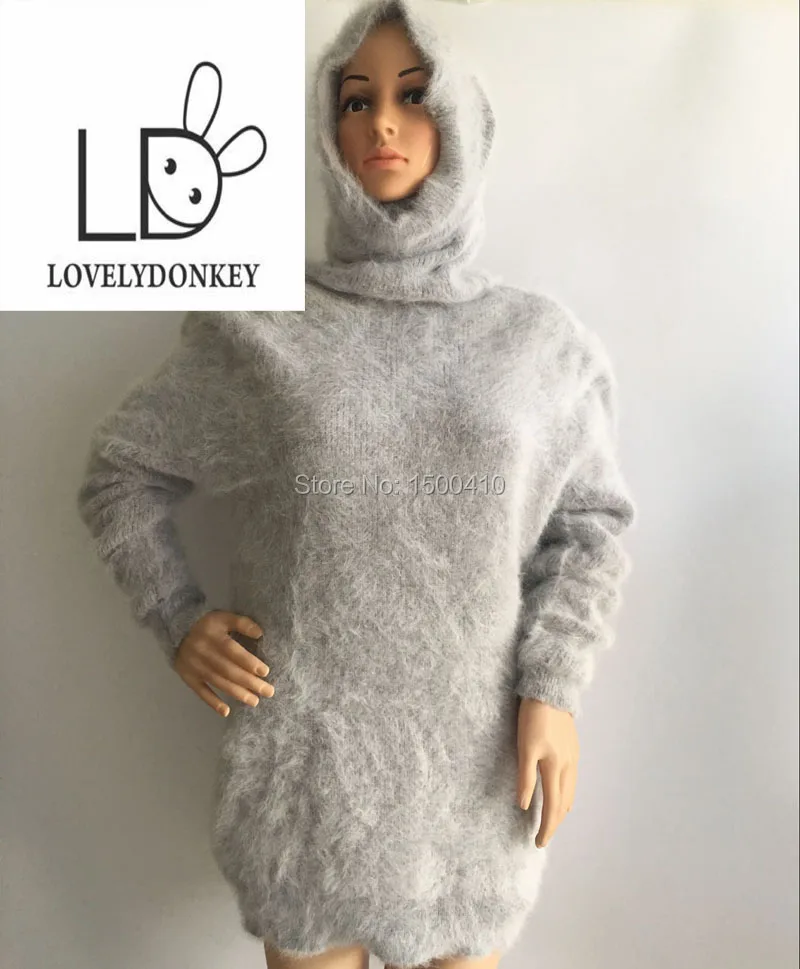 LOVELYDONKEYTurtleneck50CM натуральный норковый кашемировый свитер womenthick пуловеры вязаная настоящий норковый стоячий воротник shippingM699