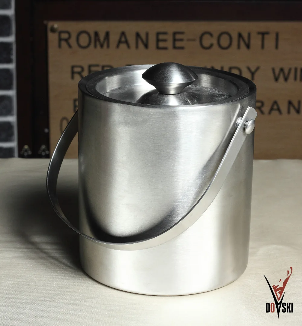 2017 Portable 2L Double layer Whiskey Wine Beer Stainless Steel Ice Bucket Champagne Buckets For