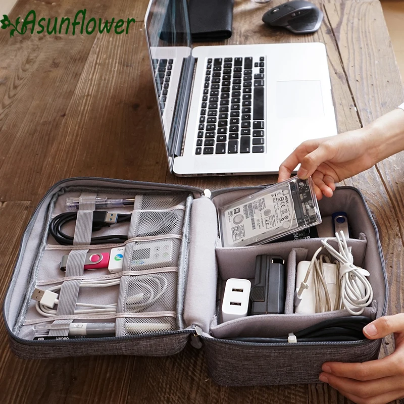 Asunflower дорожный usb-кабель Organizer аксессуары для электроники дорожный кабель зарядное устройство сумка для хранения Портативный цифровой usb-гаджет