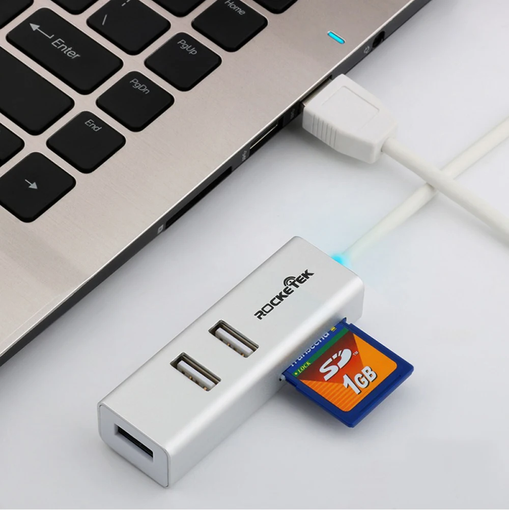 Rocketek Мульти usb 3,0 концентратор 3 порта адаптер сплиттер алюминиевый SD/TF кард-ридер для MacBook Air компьютер Ноутбук аксессуары