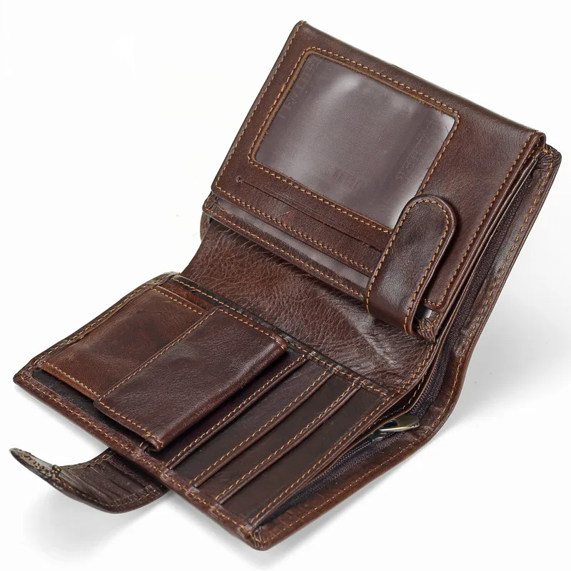 Винтажный Мужской кошелек из натуральной кожи, компактный кожаный бумажник, Мужской многофункциональный кошелек с отделением для монет