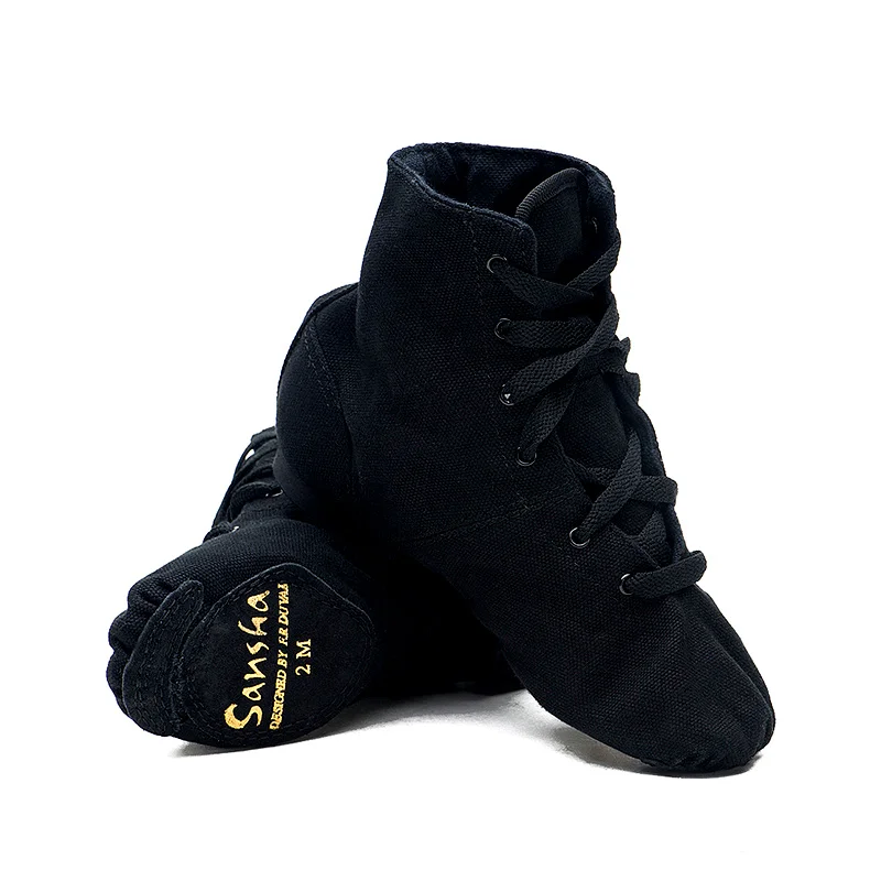 Sansha Unisex High Vamp Jazz Boot Durable Canvas Suede Split-sole Black/White/Red Women Men Girls Modern Jazz Dance Shoes JB3C 5