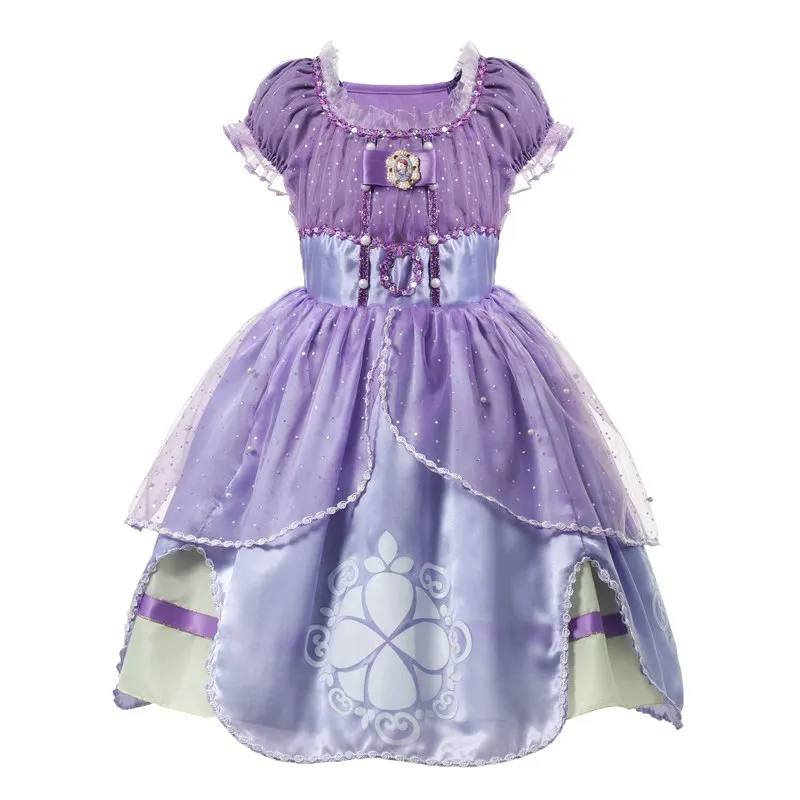 MUABABY/костюм принцессы жасмин для девочек; детский роскошный костюм Эльзы, Анны, Моаны, Золушки, Авроры, Ариэль, Рапунцель; нарядное платье на Хэллоуин - Color: Princess Sofia