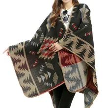 Женский шарф из искусственного кашемира пончо, утолщенные накидки, клетчатые шарфы, длинные женские шарфы, модная шаль, зимняя Пашмина