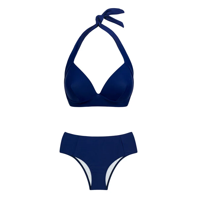 Halter high waist bikini women 2018 Push up plunge swimsuit solid sexy vintage swimwear female Sport bathing suit red bikini set HTB1Hj4ehqAoBKNjSZSyq6yHAVXax - Halter high waist bikini women 2018 Push up plunge swimsuit solid sexy vintage swimwear female Sport bathing suit red bikini set