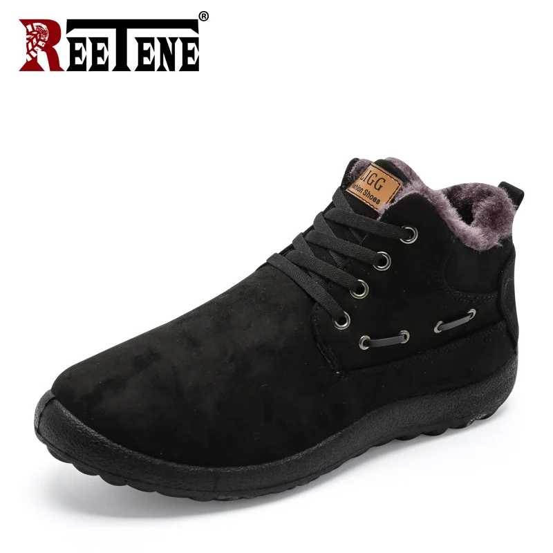 

REETENE Winter Shoes Men Short Plush Warm 2018 Winter Boots Men Fashion Rubber Ankle Shoes Men Work Snow Boots Male Size 35-49