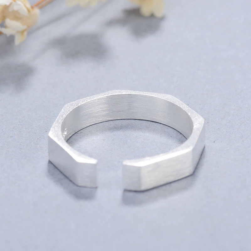 Модный стиль 925 стерлингового серебра шестиугольные кольца для женщин Регулируемый размер Обручальные кольца Подарки для девочек вечерние ювелирные изделия Anillos