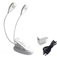 Светодиодный настольный светильник с зажимом, перезаряжаемая лампа для чтения с двойным рычагом 6, Светодиодный лампа дневного света с аккумуляторный, с подзарядкой от USB для домашнего обучения