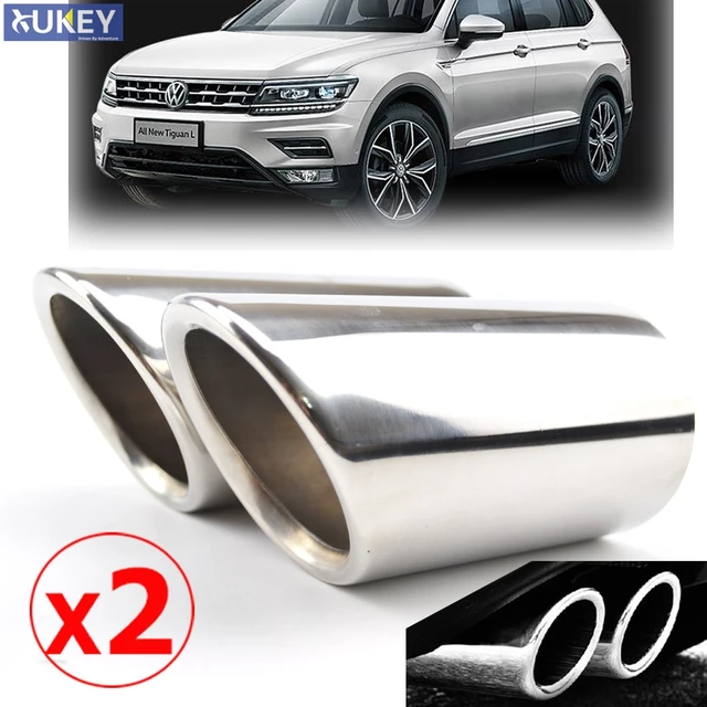 2x Exklusive Auto Styling S'Steel Auspuff Tipp Endrohr Trim Auto Zubehör  Für VW Tiguan 2