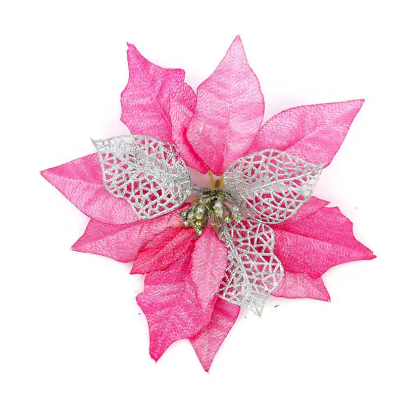 2018 Christmas Tree Decorations Artificial Flowers Xmas 20cm Poinsettia Glitter Flower Wedding Ornament Decor 20cm #2n8 (8)