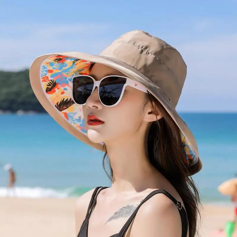 BINGYUANHAOXUAN модная женская летняя шляпа большие пляжные крыла солнечные шляпы для девочек женские защитные кепки с принтом с большим солнцезащитная Кепка для девушек