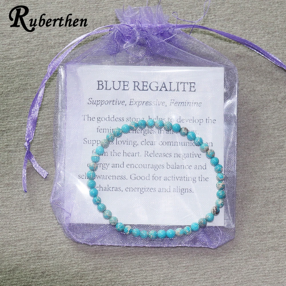 Ruberthen натуральный Tuquoise браслет синий регалит браслет мини драгоценный камень Энергетический Браслет