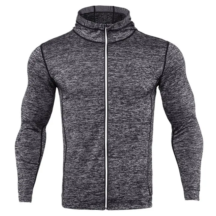 Мужские толстовки для бега, спортивное пальто для фитнеса, куртки с капюшоном для тренировок и упражнений, Мужские дышащие быстросохнущие футболки для бега - Цвет: gray