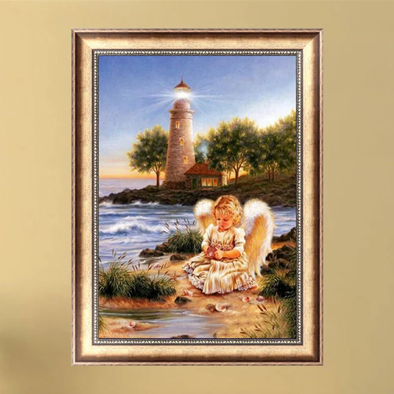 

DIY 5D Diamond Switch Kit Embroidery Lighthouse Angel Painting Mosaic Needlework Cross Stitch Christmas Home Decor 40*30cm