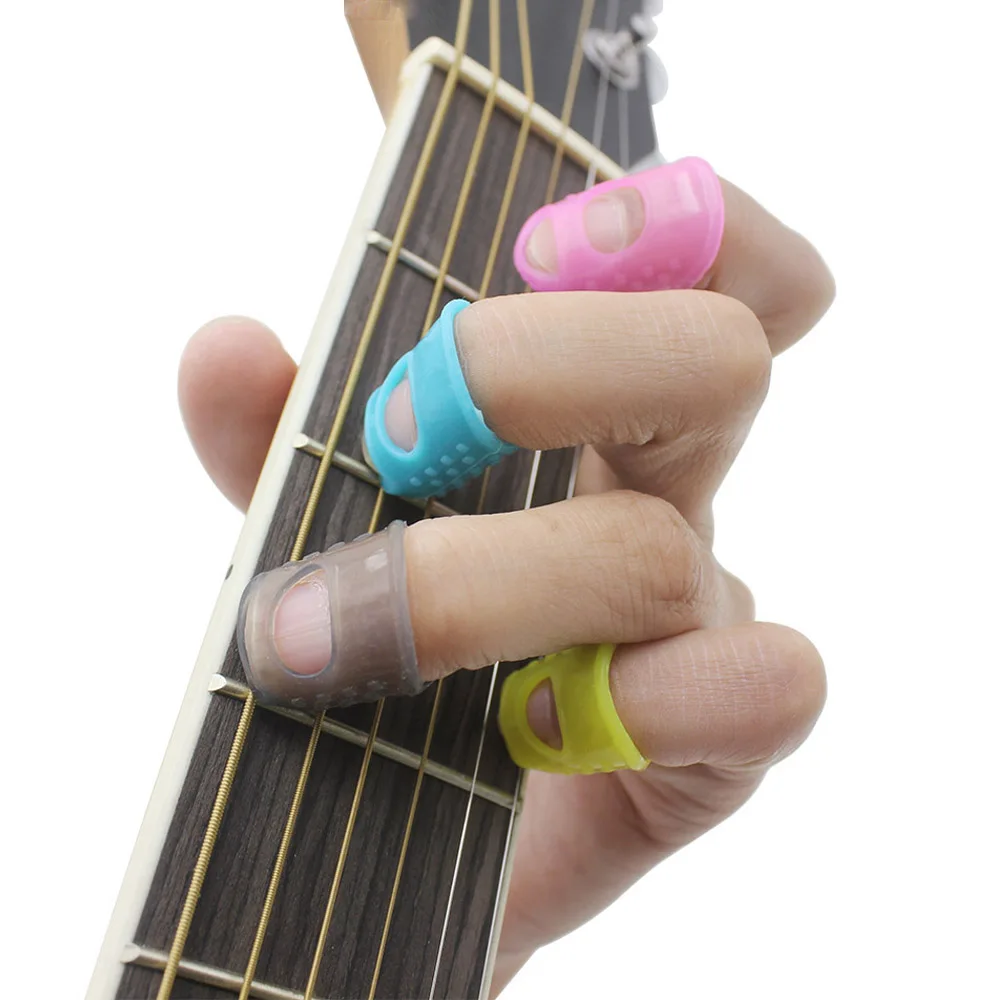 Bass and Other String Instruments Ukulele M Size 4 Pcs Silicon Fingertip Protector for Guitar Banjo 