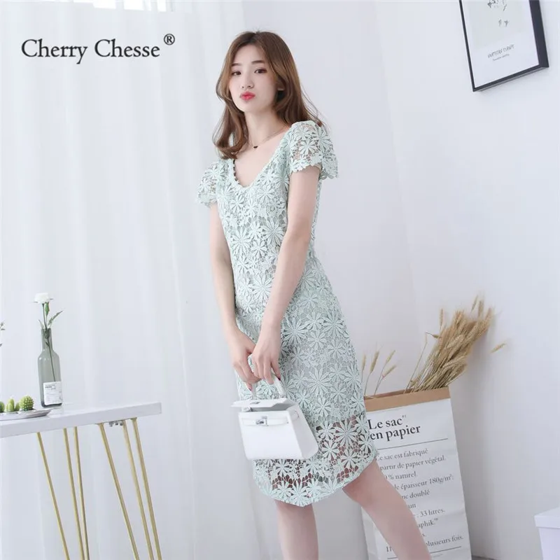 Cherry Chesse 2018 с кружевом и вышивкой платье цветочным рисунком Для женщин открытые