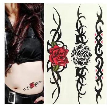 

Temporary Tattoo Sticker on waist rose vines tattoo sexy girl tatto stickers flash tatoo fake tattoos Waterproof Body painting