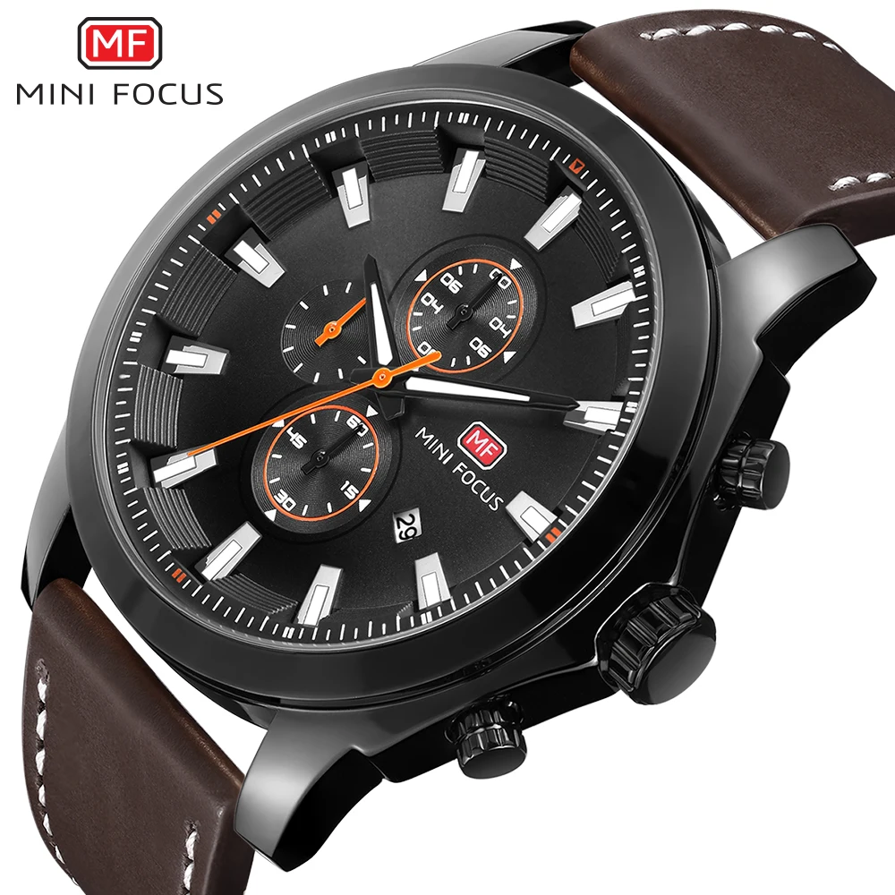 

MINIFOCUS Man Luminous Large Dial Watches Men Leather Quartz Watch Male Military Army Sports Clock Relogio Grande Masculino