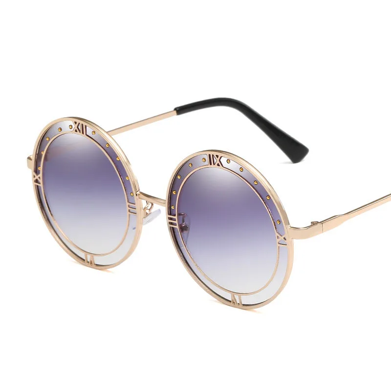 Новые винтажные Круглые Солнцезащитные очки женские солнцезащитные очки с заклепками и буквами женские брендовые дизайнерские солнцезащитные очки UV400 - Цвет оправы: 5