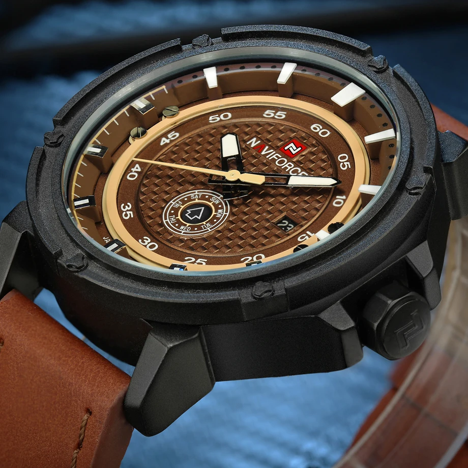 Prix pour NAVIFORCE Mode En Cuir Hommes de Quartz Analogique Sport Montre Flèche Semaine Armée Militaire Horloge Montre-Bracelet Étanche Relogio Masculino Prix pour NAVIFORCE Mode En Cuir Hommes de Quartz Analogique Sport Montre Flèche Semaine Armée Militaire Horloge Montre-Bracelet Étanche Relogio Masculino