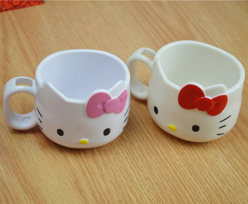 4Hello kitty Cartoon Baby Cup Feeding Water Bottle KT Cup Kids' Brush Cup Promotional Coffee Milk Mugs Best Gifts For Kids Ladies
