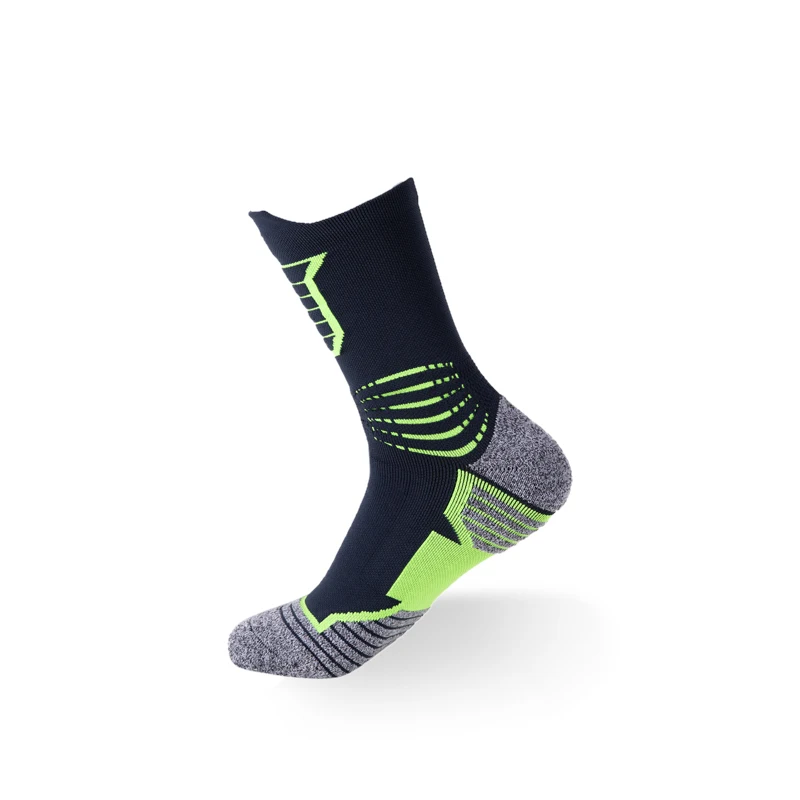 Супер Элитные хлопковые спортивные носки для баскетбола, велоспорта, бега, уличные длинные Компрессионные спортивные носки - Color: Green