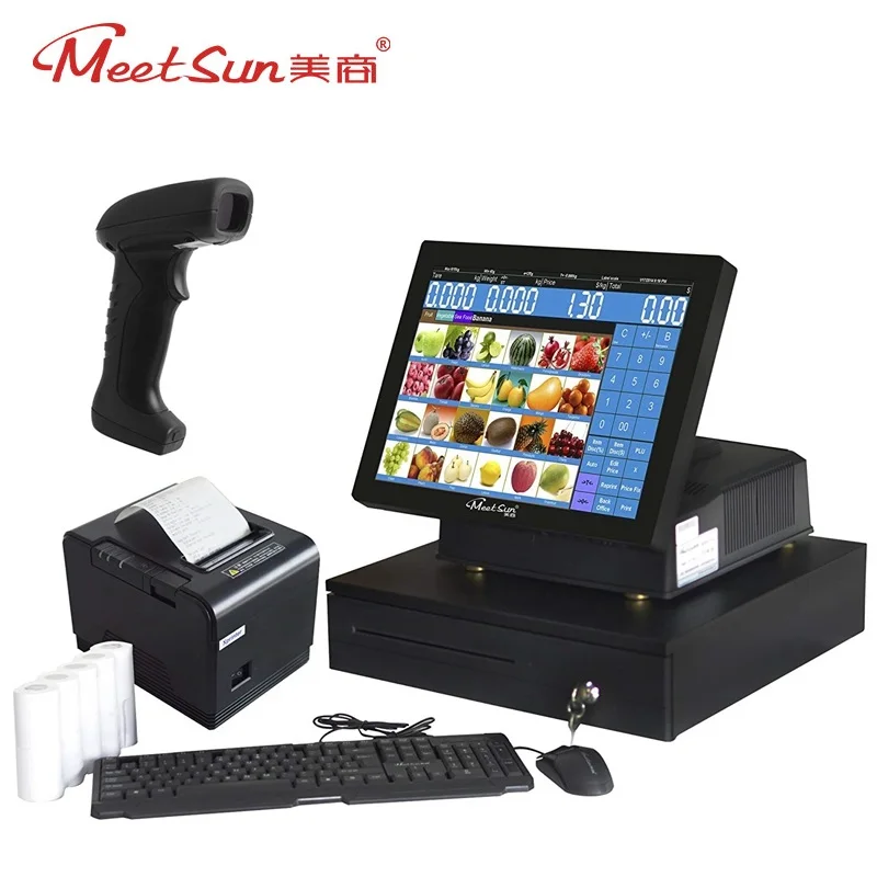 Meetsun MS 808 15 ''ЖК дисплей Сенсорный экран монитора POS Системы кассовый терминал