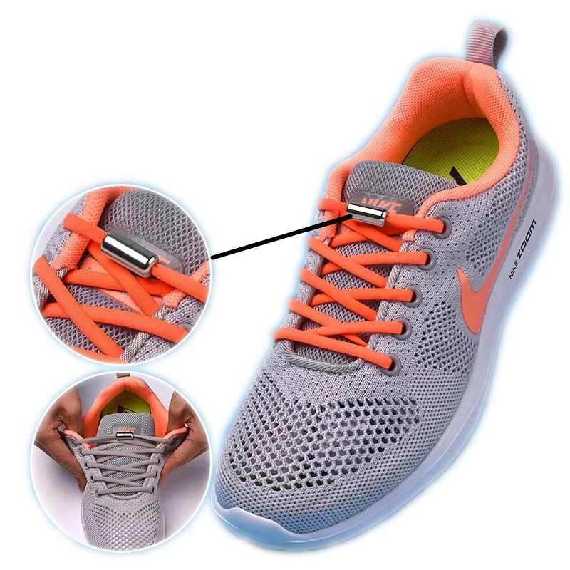 1 Pair New Elastic Shoelaces Locking Kids Adult Sneakers Round Shoe laces No Tie Outdoor Quick Leisure Sneakers Lazy laces