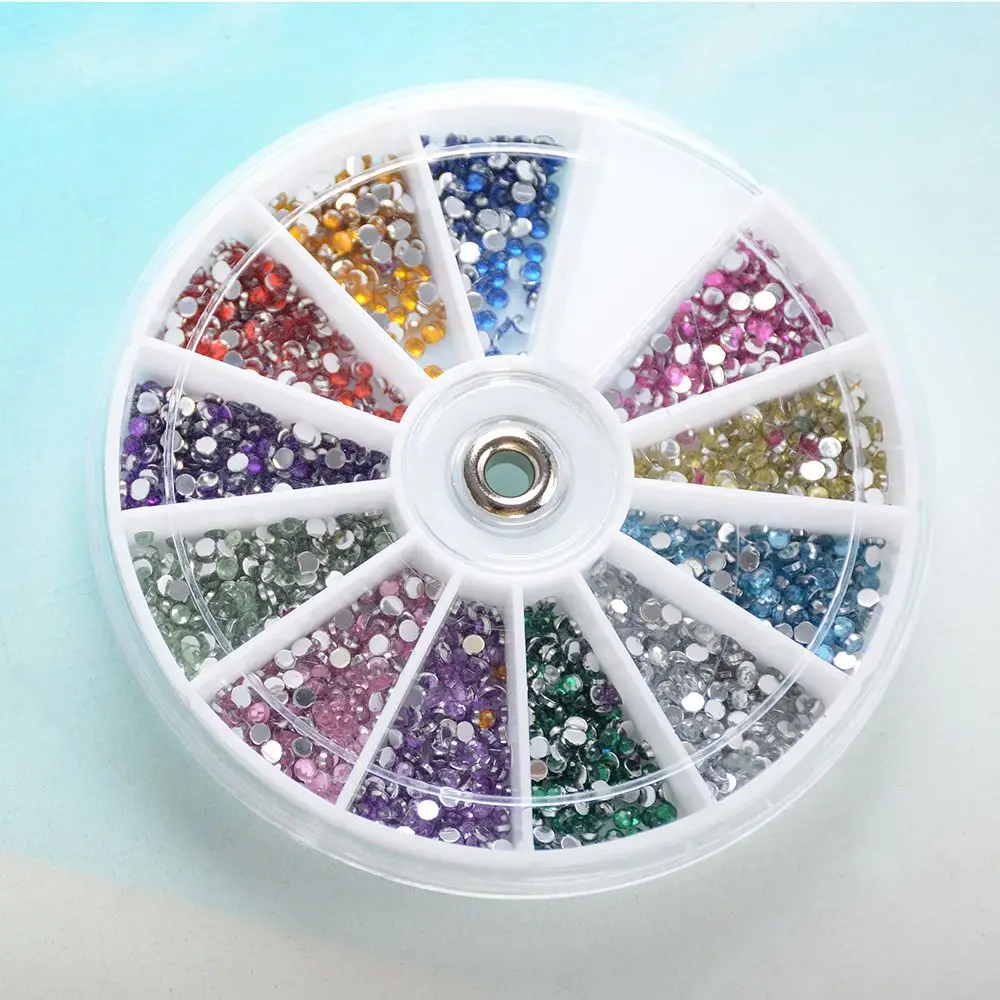 

12 Colors 3D Glitter Decor Nail Art Gems Crystal Rhinestone Case Box Set Rhinestone & Decoration