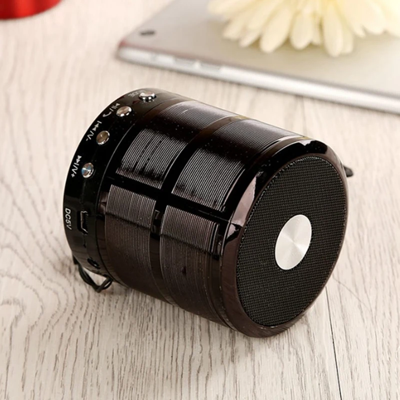 wireless bluetooth speaker metal mini portable subwoof sound with Mic TF card FM radio AUX MP3 music play loudspeaker Black