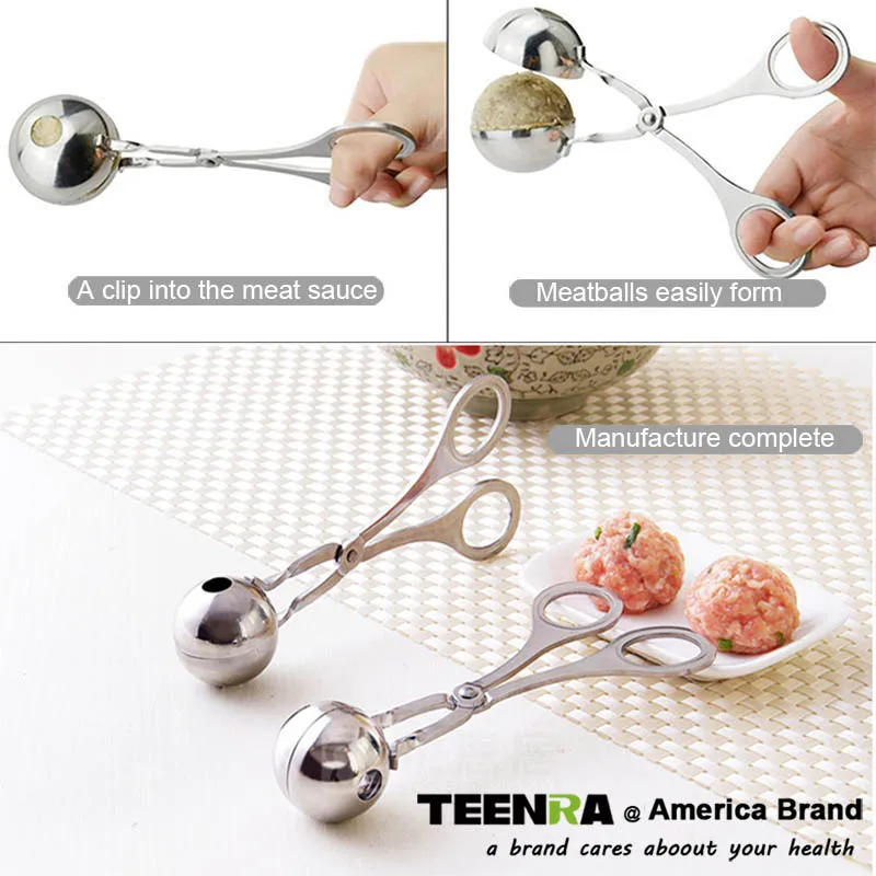 TEENRA Meatball Maker форма из нержавеющей стали для фрикаделек, форма DIY рыбы мяч еда клип инструменты для Разделки мяса птицы