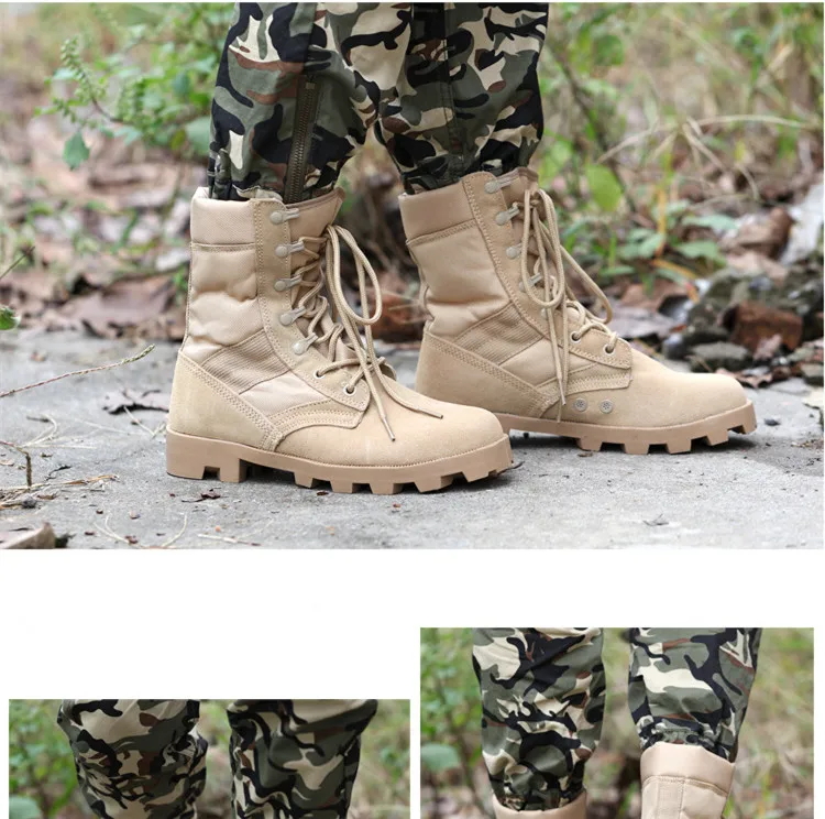 Мужская кожаная обувь со шнуровкой; тактическая защитная обувь для пустыни; Мужская обувь для походов и походов; камуфляжная дышащая обувь в стиле милитари