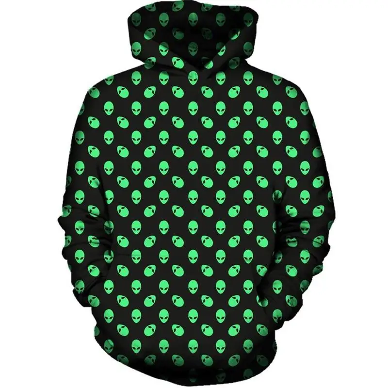 2017 FASHION MEN WOMEN Cute alien headshot green HOODIE 3D Hoodie