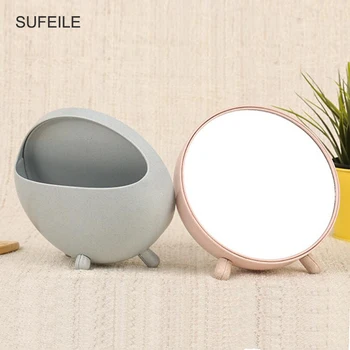 

Fashion Storage Multi-function Two-In-One Mirror Mini Desktop Round Makeup Mirror Storage Box D30