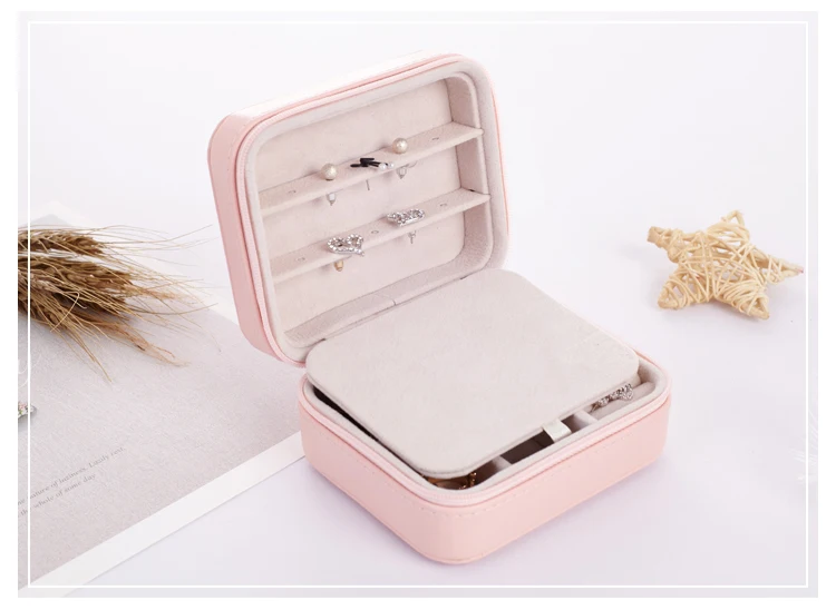 New Arrival Women's Mini Stud Earrings Ring Jewelry Box Useful Makeup Organizer With Zipper Travel Portable Jewelry Storage Case Jewelry Packaging