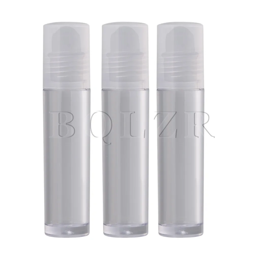 

20x BQLZR 8.5x1.7cm Transparent Plastic 10ml Empty Lip Gloss Balm Roll on Bottle Tube Container with Frosted Glass Roller Ball