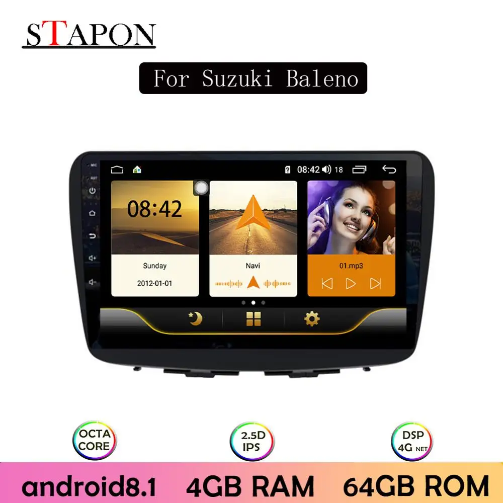 STAPON 9inch for Suzuki Baleno 2011-15 Android 8.1 4GBRAM+64GBROM IPS DSP 4Gcar multimediaOcta-core with OBD2 RDS | Автомобили и